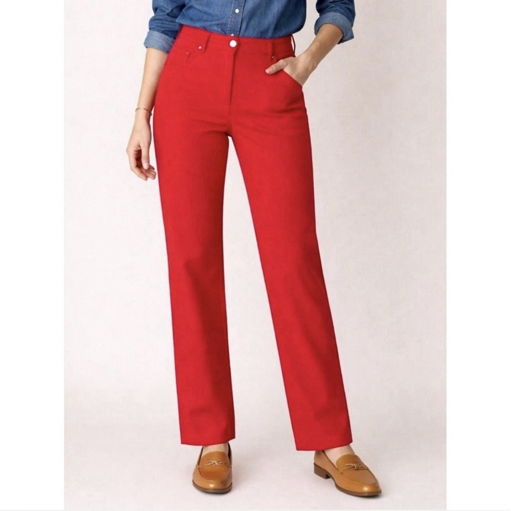 St. John Sport Pants Red Straight Leg Stretch Trouser Women's Size 6